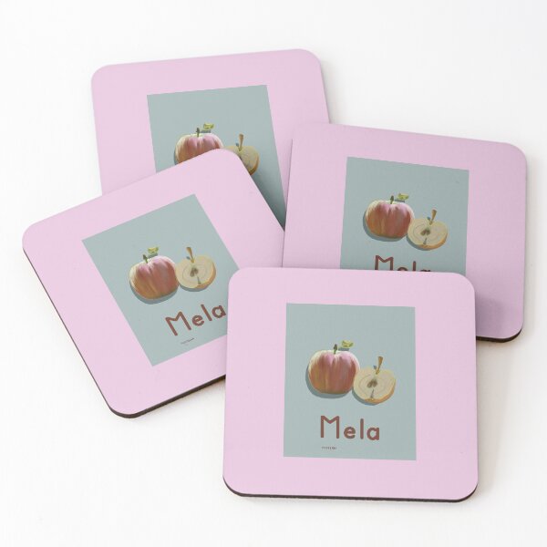 Item preview, MELA illustration of a red apple on light mint grey designed and sold by Posteria.