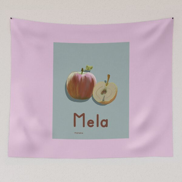 Item preview, MELA illustration of a red apple on light mint grey designed and sold by Posteria.