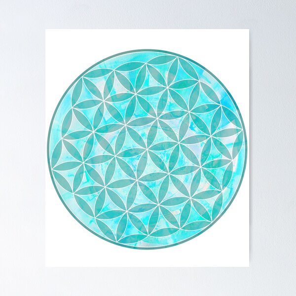Flower of Life Sacred Geometry Light Blue Poster