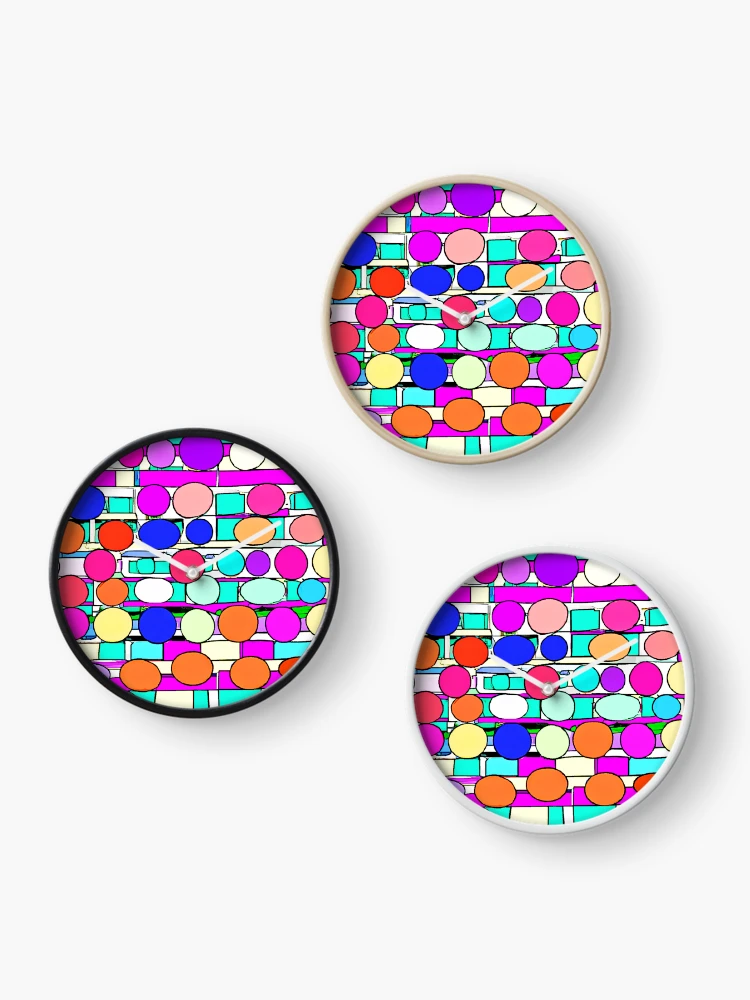 Thumbnail 3 of 4, Clock, Colorful Pattern Magic designed and sold by Health And Fitness Posts e-Store.