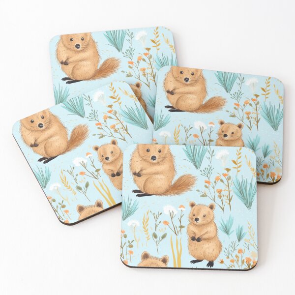 Item preview, Wombats in Blue Background , Animal, Pet, Wildlife, Seamless,Pattern, Cute, australia designed and sold by puppynpaw.