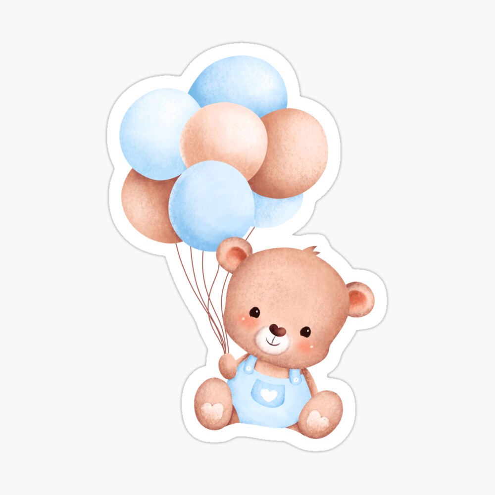 Baby Boy Blue Teddy with Balloons