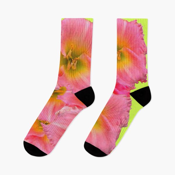 Item preview, PINK DAY LILY FLOWERS YELLOW CHARTREUSE ART designed and sold by sharlesart.
