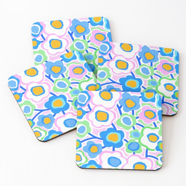 Item preview, Boho Matisse Flowers in Cobalt blue, pink and green, orange. designed and sold by Dominiquevari.
