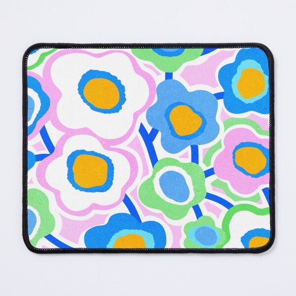Item preview, Boho Matisse Flowers in Cobalt blue, pink and green, orange. designed and sold by Dominiquevari.