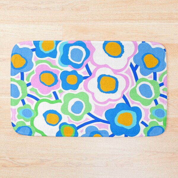 Item preview, Boho Matisse Flowers in Cobalt blue, pink and green, orange. designed and sold by Dominiquevari.
