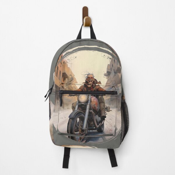 Item preview, Happy motorcyclist riding through the desert designed and sold by Hisirdoux.