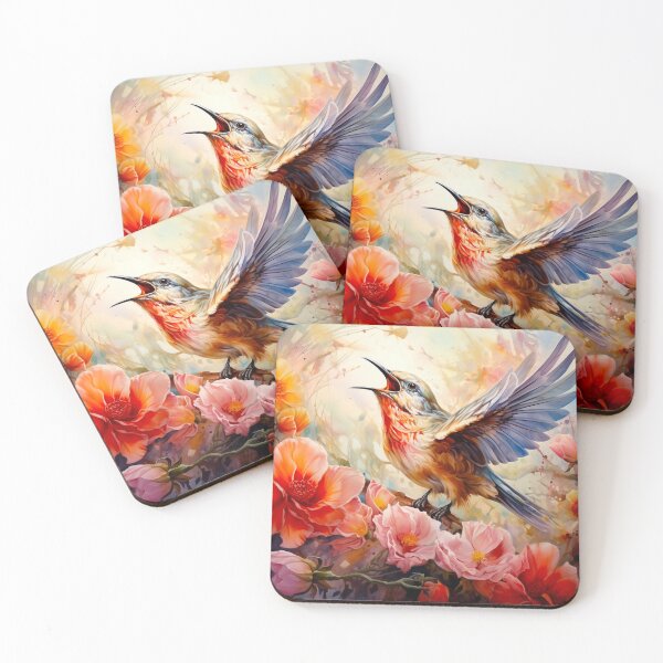 Item preview, bird singing in the middle of a blooming flower designed and sold by MoonDesinso.