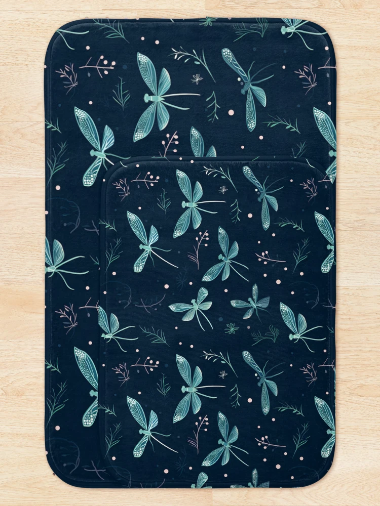 Thumbnail 5 of 6, Bath Mat, Dragonfly Pattern 13 designed and sold by DigitalPatternx.