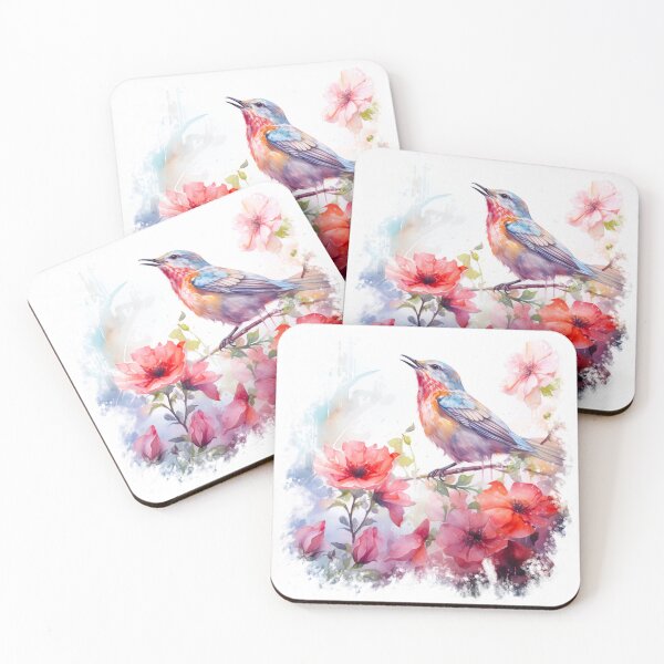Item preview, Bird singing in the middle of a blooming flower, designed and sold by MoonDesinso.