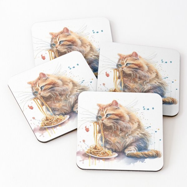 Item preview, Cat Eating Spaghetti designed and sold by Print_Fuse.