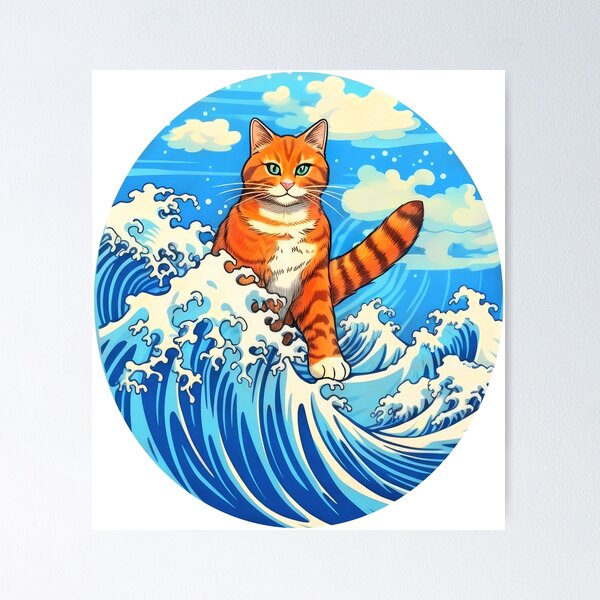 Cat Surfing Wall Art for Sale | Redbubble