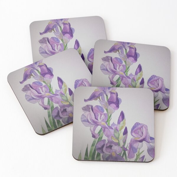 Item preview, Watercolour purple irises with a light background  designed and sold by esvb.