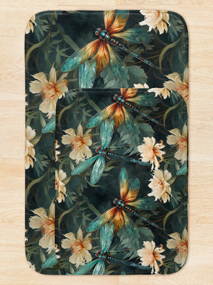 Thumbnail 5 of 6, Bath Mat, Dragonfly Pattern 20 designed and sold by DigitalPatternx.