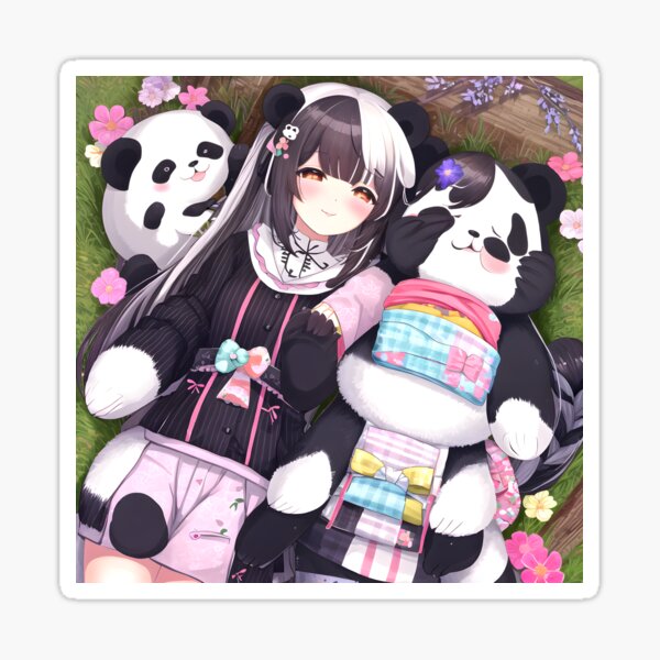 Kawaii Anime Girl Wearing Panda Costume Sticker for Sale by Nightarcade