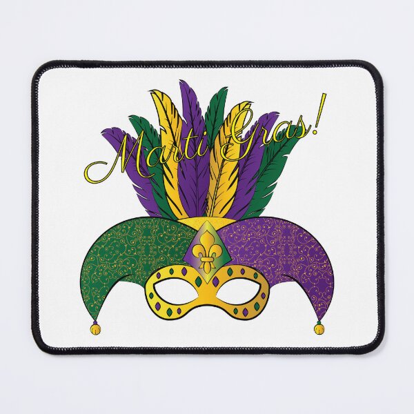 Artikelvorschau, Mardi Gras Festival Joker-Maske mit Federn entworfen und verkauft von Chele Martines.