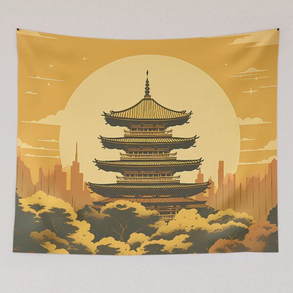 Artikelvorschau, Der Goldene Tempel - Japanisches Vintage-Poster entworfen und verkauft von BrushstrokesA.