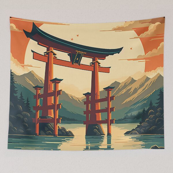 Item preview, Floating Torii Gate - Vintage Japanese Poster designed and sold by BrushstrokesA.