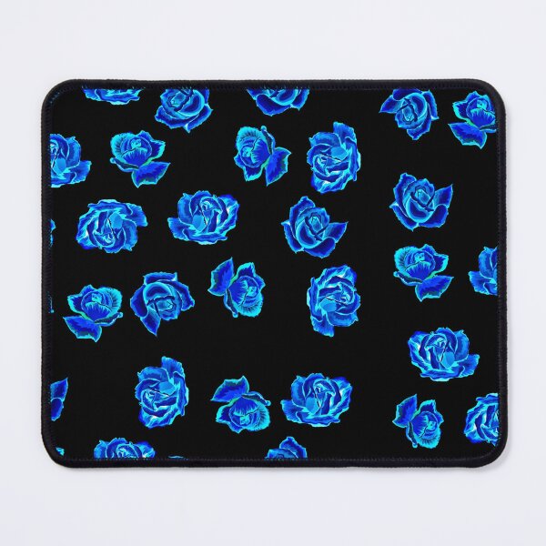Item preview, Copy of Sharply glowing bright blue roses on black designed and sold by FlowerandDesing.