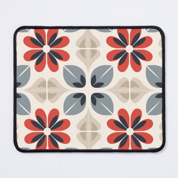 Item preview, Red and Grey Simple Flower Tile Pattern designed and sold by AerinDigital.