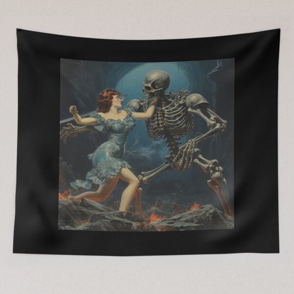 Item preview, Beautiful Girl Fighting an Armored Skeleton # 1 designed and sold by Demonik-Art.