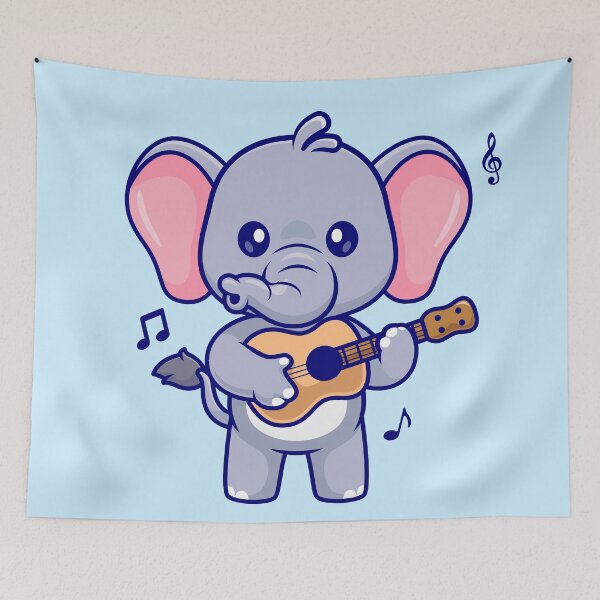 Item preview, Groovy Tunes: Cute Elephant Playing Guitar Cartoon Ico designed and sold by hjian8219.