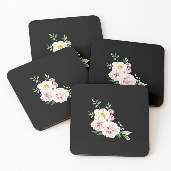 Item preview, Drawn artistic bouquet of flowers on black designed and sold by FlowerandDesing.