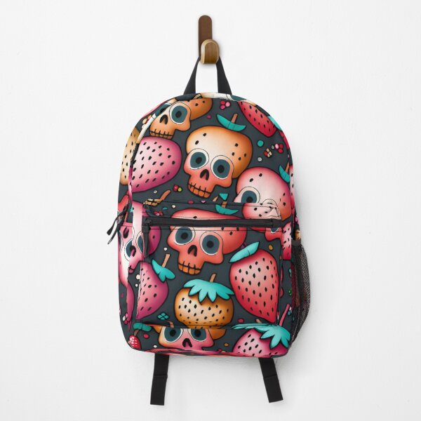 Item preview, Strawberry Skulls and Flowers pattern designed and sold by Silvermoonmyst.