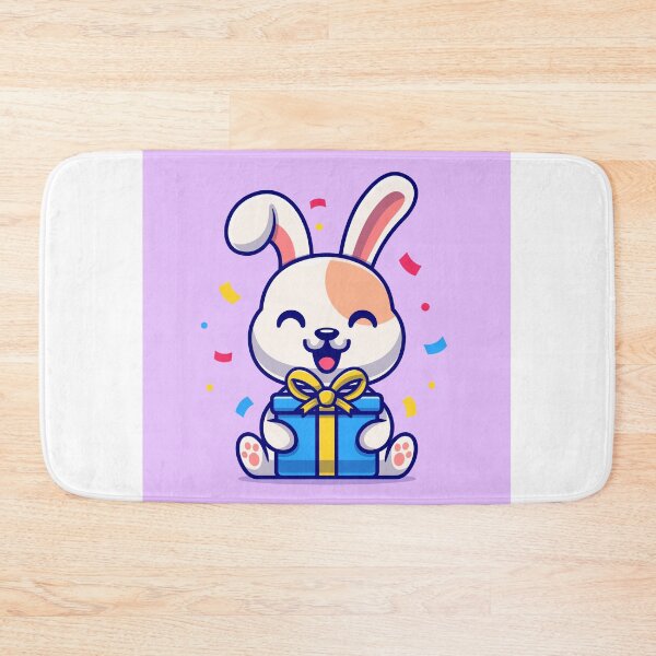 Item preview, Gift of Nature: Cute Rabbit with Gift Box Cartoon Icon designed and sold by hjian8219.