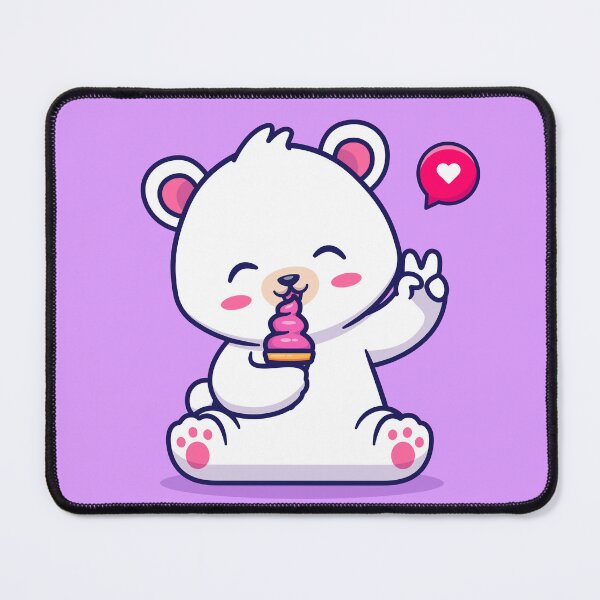 Item preview, Frosty Delights: Cute Polar Bear Enjoying an Ice Cream Cone designed and sold by hjian8219.