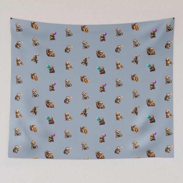 Item preview, Seamless Pattern of Sloths - Blue designed and sold by Jamillionaire Shop.