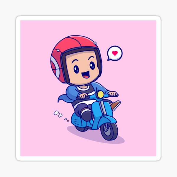Item preview, Scooter Adventures: Cute Man Riding in Style Cartoon designed and sold by hjian8219.