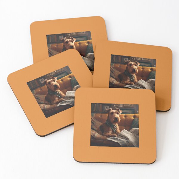 Item preview, "News Hound - Irish Terrier Reading" designed and sold by BuyArtMosaic.