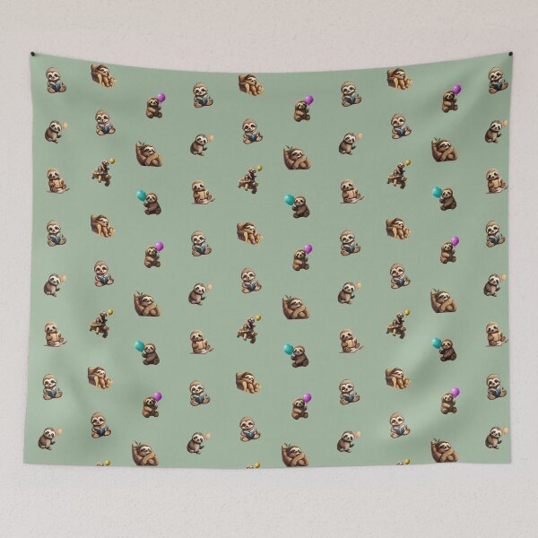 Item preview, Seamless Pattern of Sloths - Green designed and sold by Jamillionaire Shop.