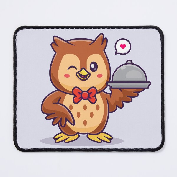 Item preview, Wholesome Service: Cute Owl Serving Food Cartoon Icon designed and sold by hjian8219.