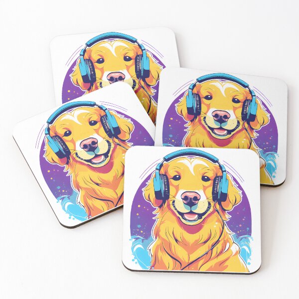 Item preview, Golden Retriever Vibes - wearing sunglasses and headphones designed and sold by Studio-Pixel.