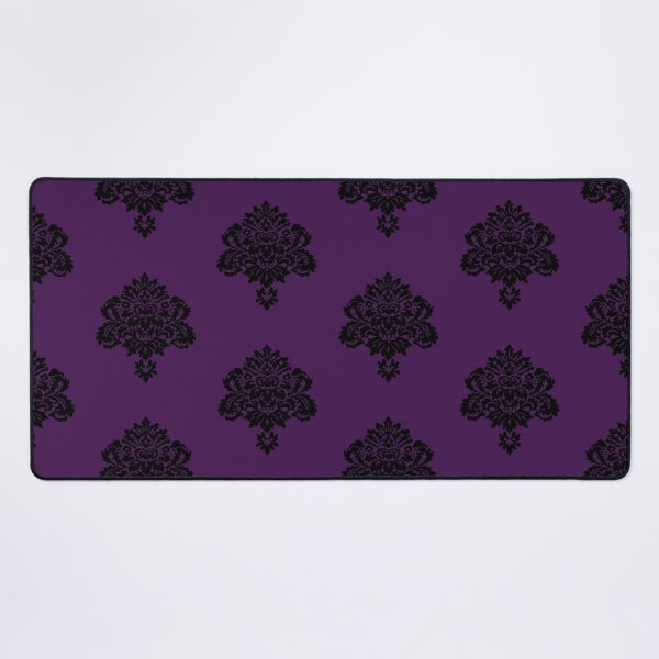 Item preview, Black damask on purple background designed and sold by craftytraci.