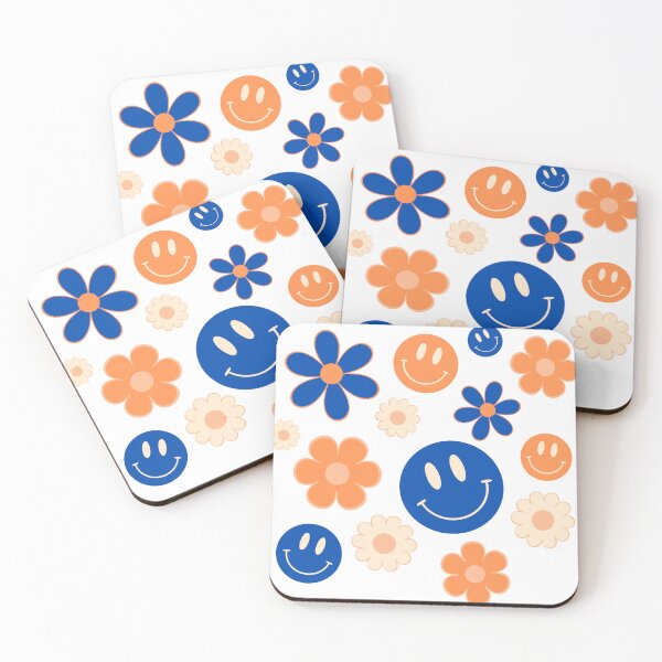 Item preview, Groovy Blue & Orange Smiley Flowers designed and sold by OscarAndOphelia.