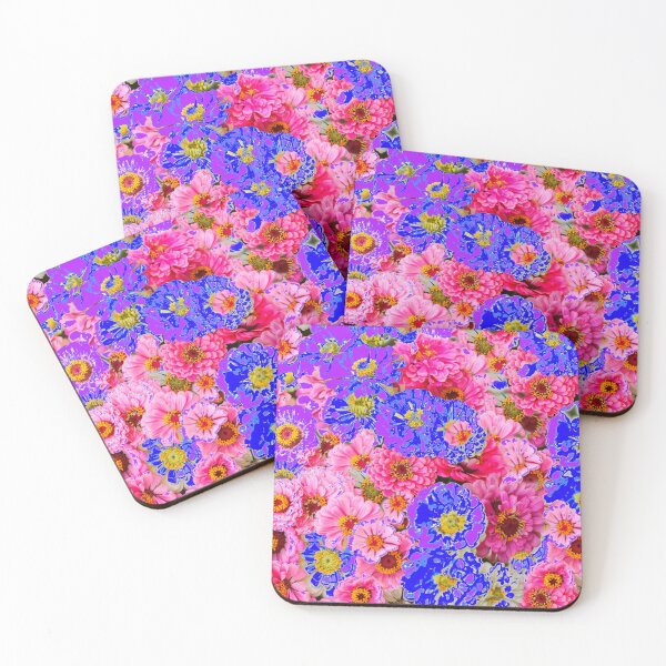 Item preview, DECORATIVE PINK-BLUE ZINNIA FLOWER  GARDEN ART designed and sold by sharlesart.