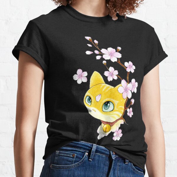 Chat et fleurs de cerisier T-shirt classique