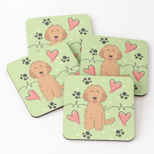 Item preview, LOVE Red Labradoodle Dog - Green designed and sold by Lulupainting.