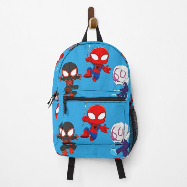 Marvel Spiderman Ghost Spider Backpack for School – Gwen Stacy Black  Knapsack 16 inch Mesh Padded Bag (Blue Spider)