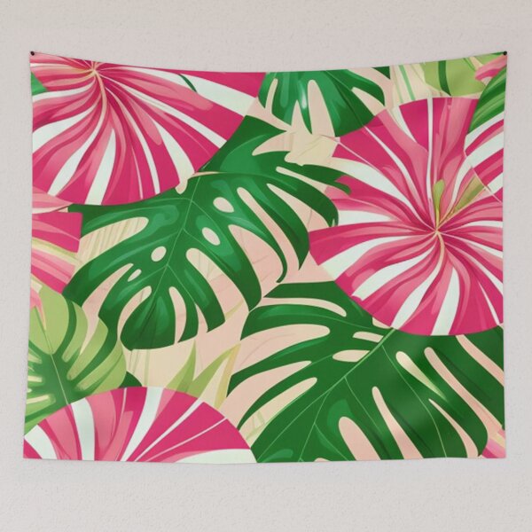 Item preview, Red green striped monsteria  designed and sold by Roxburylane.