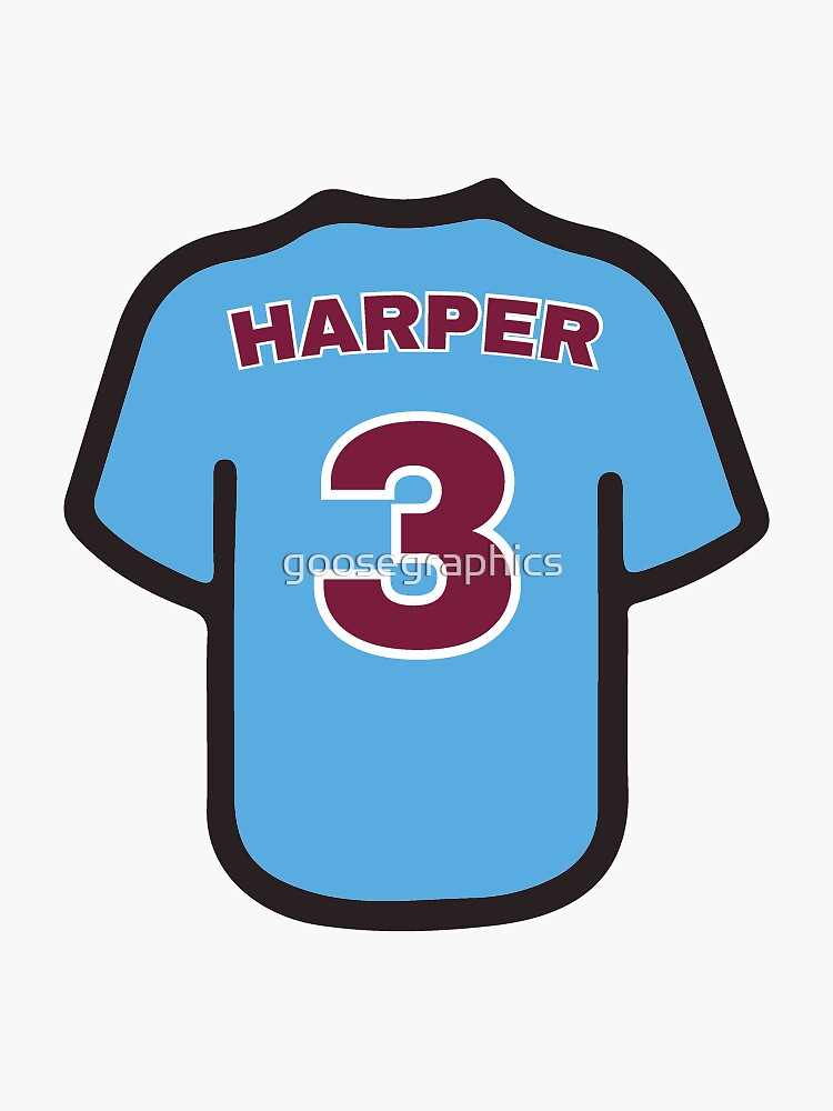 Harper Powder Blue Jersey Sticker for Sale by goosegraphics