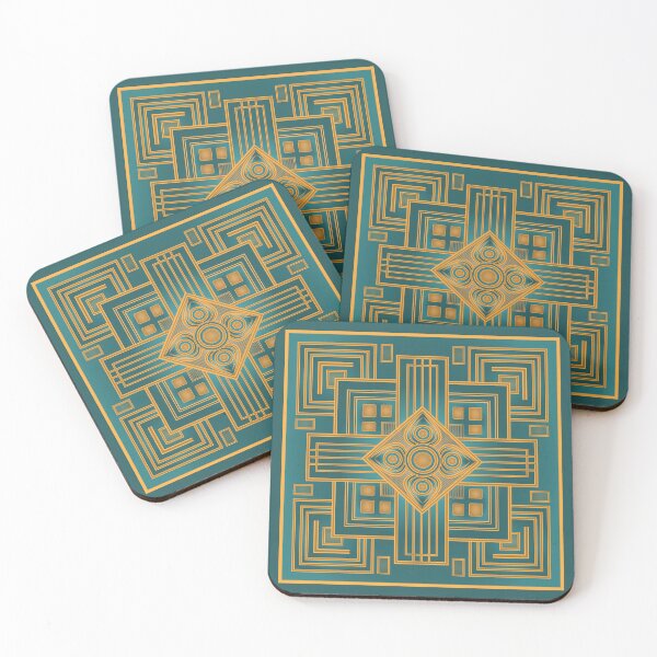 Item preview, 1920's Art Deco Teal and Gold Panel designed and sold by Chele Martines.