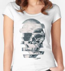 Glitch Skull Mono Women's Fitted Scoop T-Shirt