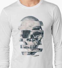 Glitch Skull Mono Long Sleeve T-Shirt