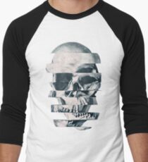 Glitch Skull Mono Men's Baseball Âľ T-Shirt