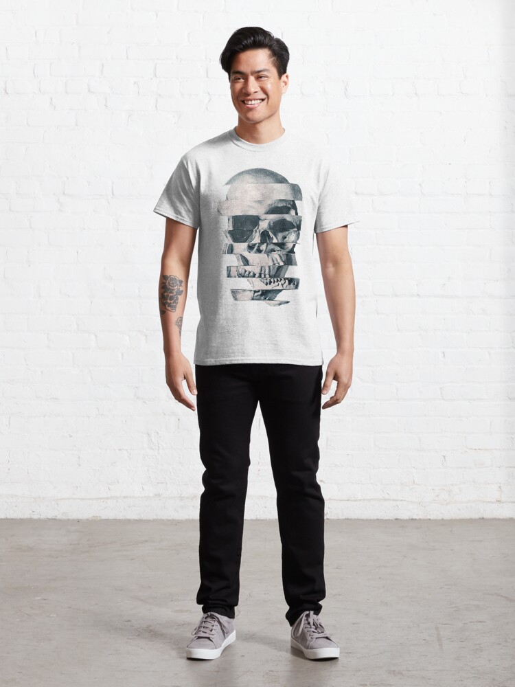Alternate view of Glitch Skull Mono Classic T-Shirt