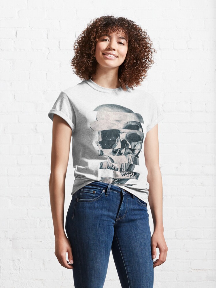 Alternate view of Glitch Skull Mono Classic T-Shirt